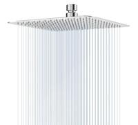 Jmlieben Tete de Douche Pluie Carre Anti Calcaire 12 Pouces/30x30cm Pomme de Douche 304 Inox Ultra-Mince Haute Pression Pommeau de Douche Economie deau Tête de Douche Rotatif 360° Facile a Nettoyer