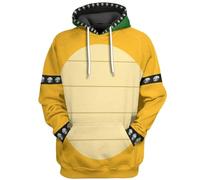 JMOBEU Bowser Costume de cosplay à capuche, sweat à capuche imprimé 3D pour adultes et hommes, jaune, 5X-Large