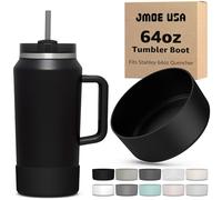 Jmoe USA Bottes pour gobelet Stanley Quencher H2.0 FlowState de 1,9 l avec poignée, en silicone sans BPA, protection pour le bas de la tasse, protège contre les bosses et les rayures (noir)