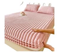 JMORCO Drap Housse Housse de lit King Queen en Velours, Housse de Matelas Douce for dortoir d'étudiants, Drap-Housse épais et Chaud for l'hiver, protège-Matelas(Light Pink,90x200cm-2pc Set)