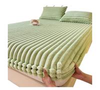 JMORCO Drap Housse Housse de lit King Queen en Velours, Housse de Matelas Douce for dortoir d'étudiants, Drap-Housse épais et Chaud for l'hiver, protège-Matelas(Green,90x200cm-1pc)