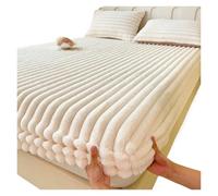 JMORCO Drap Housse Housse de lit King Queen en Velours, Housse de Matelas Douce for dortoir d'étudiants, Drap-Housse épais et Chaud for l'hiver, protège-Matelas(Beige White,180x200cm-1pc)