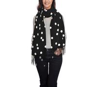 Jmorco Écharpes colorées méduses pour femmes, châle léger, chaud et épais, imprimé écharpe enveloppante, Noir à pois blancs., taille unique