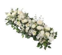 JMORCO Fausse Plante Murale 100cm de Luxe Rose Fleur Artificielle rangée Table de Mariage pièce maîtresse Fleurs Toile de Fond Mur Arches décor fête scène Florale(White)