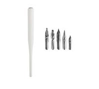 JMORCO Plume Calligraphie Ensemble de 6 stylos à plume, 5 plumes et 1 support for artiste, dessin animé, calligraphie, fournitures artistiques(White Set)