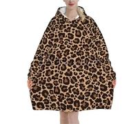 JMORCO Pull Plaid Femme Sweat à capuche surdimensionné imprimé guépard, pull polaire portable, couvertures Sherpa en microfibre chaudes et confortables(Color 6)