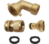 JMORCO Raccord Tuyau Arrosage Adaptateur De Tuyau 2 Pièces en Laiton Massif, Connecteur Coudé À 90 Degrés 3/4 Po Et Rapide(MIX-2PCS)