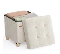 JMORCO Repose Pied Petit Pouf de Rangement, 38 x 40 cm, Cube Pliable avec Couvercle, Repose-Pieds, 37 L(Coffee)