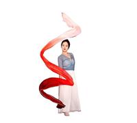 JMORCO Ruban Gymnastique Banderole de Danse 4 m, en Soie véritable, for la Gymnastique, Le Ventre, avec Tige, culte et l'adoration(Color-17,1PCS)
