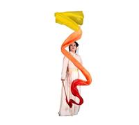 JMORCO Ruban Gymnastique Banderole de Danse 4 m, en Soie véritable, for la Gymnastique, Le Ventre, avec Tige, culte et l'adoration(Color-03,1PCS)