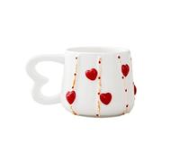 JMORCO Tasse Ceramique Tasse à café en forme de cœur céramique, Latte rose main, délicate fleur thé l'après-midi(Color 02)