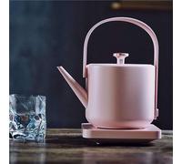 JMOUZHG Bouilloire de Bureau, 600mL Rétro, Ébullition Rapide Théière Domestique en Acier Inoxydable Chaudière à Eau Commerciale Belle théière 1200W, Rose