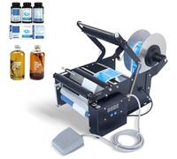 JMOUZHG Étiqueteuse électrique Bouteille Ronde Autocollant Étiquette Applicateur d'étiquettes d'embouteillage 30 Fois/Minute, pour Bouteille en Plastique Bouteille de bière en Verre