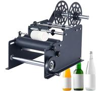 JMOUZHG Étiqueteuse Manuelle de Bouteilles Rondes, pour Bouteilles de Largeur 10-130mm Longueur 10-300mm Étiquette, 30 Fois/Min et sans Plis de Bulles (Black)
