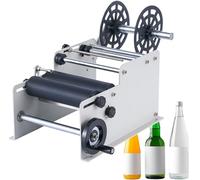 JMOUZHG Étiqueteuse Manuelle de Bouteilles Rondes, pour Bouteilles de Largeur 10-130mm Longueur 10-300mm Étiquette, 30 Fois/Min et sans Plis de Bulles (White)