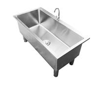 JMOUZHG Évier à vadrouille en Acier Inoxydable - Évier de Sol à Auge Profonde pour Usage Domestique et Commercial, Facile à Nettoyer, Pieds Ajustables (60x50x50cm)