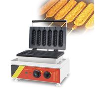JMOUZHG Gaufrier à Hot-Dog français Commercial Machine à Fer, gaufrier électrique 1500W antiadhésif pour Chien de maïs, 6pcs Hotdog Cheese Stick Press Iron
