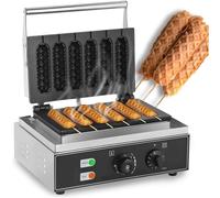 JMOUZHG Gaufrier électrique Saucisse Machine à Hot-Dog de maïs français antiadhésive pour Appareil ménager de Cuisine, Muffin croustillant de qualité Commerciale (6 Holes)