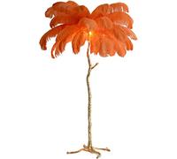 JMOUZHG Lampadaire Moderne en Plume d'autruche dorée avec Corps en résine dimmable idéal pour la Chambre et Le Salon Comprend Une Ampoule LED E14 90 * 150cm