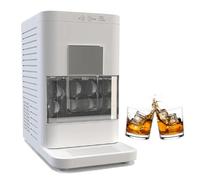JMOUZHG Machine à glace sphérique de comptoir, machine à glace sphérique à whisky de 5,1 cm avec capacité de 84 sphères par jour, fonction autonettoyante automatique (blanc)