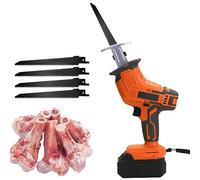 JMOUZHG scie Alternative électrique, scie à Viande pour Commercial et ménager, scie à os de Boucher Portable avec Lames de scie, pour Couper la Viande/Porc/côtes levées (2Battery)