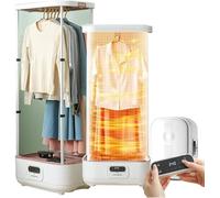 JMOUZHG Sèche-linge portable, machine à repasser automatique, minuterie de 0,5 à 3 h, flux de chaleur circulant à 360°, séchage rapide, avec télécommande