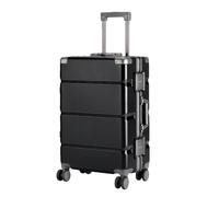 JMOZHCD Bagage Valise à poignée Large Bagage à Main Homme Femme PC Cadre aluminium boîtier de Chariot Camping boîte de Rangement (Black 24)