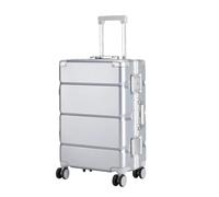 JMOZHCD Bagage Valise à poignée Large Bagage à Main Homme Femme PC Cadre aluminium boîtier de Chariot Camping boîte de Rangement (Silver 26)