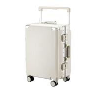 JMOZHCD Bagage Valise de Voyage de Grande capacité, poignée en Cuir à Large Bande, Chariot à roulettes Silencieux, Valise à Main (White 24 inch)