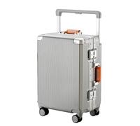 JMOZHCD Bagage Valise de Voyage de Grande capacité, poignée en Cuir à Large Bande, Chariot à roulettes Silencieux, Valise à Main (Silver 20 inch)