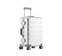 JMOZHCD Boîtier de Chariot en Alliage d'aluminium, Roue Universelle, Valise en Alliage d'aluminium, boîte en métal, Valise de Cabine avec Mot de Passe, boîte de Rangement de Voyage (Silver 24)