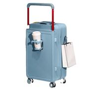 JMOZHCD Valise à roulettes Large, Porte-gobelet Pliable, Crochet latéral, Verrouillage par Mot de Passe d'embarquement, Valise de Voyage (Blue 22)
