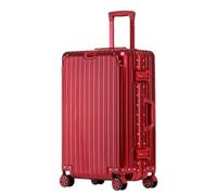 JMOZHCD Valise de Voyage en aluminium, Bagage à Main, Grande boîte de Rangement de Bagages familiaux avec Roues universelles (Classic Mirror Red 24)