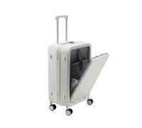JMOZHCD Valise de Voyage Ouverture Frontale boîte de Mot de Passe Bagages embarquement boîtier de Chariot Bagage à Main Valise à roulettes (White 24)