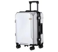 JMOZHCD Valise de Voyage Valise de Mode Cadre en aluminium boîtier de Chariot Hommes et Femmes Valise de Cabine (Silver(Black Border) 28)