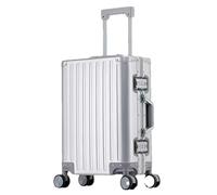 JMOZHCD Valise Tout en aluminium pour Hommes et Femmes Valise à roulettes en aluminium pour embarquement boîte en métal de Voyage (Silver 20)