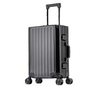 JMOZHCD Valise Tout en aluminium pour Hommes et Femmes Valise à roulettes en aluminium pour embarquement boîte en métal de Voyage (Black 24)