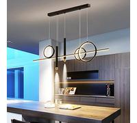 JMrider Lustres LED Suspendue Dimmable Avec Une Télécommande Pendentif 62W Hauteur Réglable Moderne Bague En Aluminium Lumière Suspension Chambre Salon Salle À Manger Plafond Plafonnier,Noir