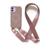JMstore Coque Magnétique Compatible avec iPhone 12 Mini avec Cordon de Collier Réglable Housse de Protection, Coque Silicone Antichoc pour Magnétique -Rose Or