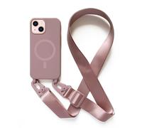 JMstore Coque Magnétique Compatible avec iPhone 13 Mini avec Cordon de Collier Réglable Housse de Protection, Coque Silicone Antichoc pour Magnétique -Rose Or