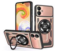 JMstore Coque pour Samsung Galaxy F06 5G/M06 5G, Protege de Camera, Support annulaire à 360 degrés, étui antichute Étui de PC Dur et TPU Silicone Militaire Anti-Rayures - Rose Or
