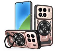 JMstore Coque pour Xiaomi Mi 15 Pro 5G, Protege de Camera, Support annulaire à 360 degrés, étui antichute Étui de PC Dur et TPU Silicone Militaire Anti-Rayures - Rose Or