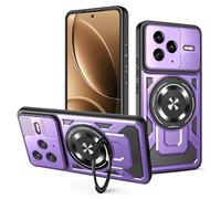 JMstore Coque pour Xiaomi Poco F7 Pro/Redmi K80 5G, Protege de Camera, Support annulaire à 360 degrés, étui antichute Étui de PC Dur et TPU Silicone Militaire Anti-Rayures - Pourpre
