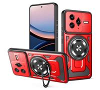 JMstore Coque pour Xiaomi Poco F7 Ultra/Redmi K80 Pro, Protege de Camera, Support annulaire à 360 degrés, étui antichute Étui de PC Dur et TPU Silicone Militaire Anti-Rayures - Rouge