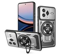 JMstore Coque pour Xiaomi Poco F7 Ultra/Redmi K80 Pro, Protege de Camera, Support annulaire à 360 degrés, étui antichute Étui de PC Dur et TPU Silicone Militaire Anti-Rayures - Gris