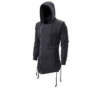 JMSUN Hommes Sweat à Capuche à Glissière Wweats côté Lacets Polaire Gothique à Capuche Assassins Creed Veste