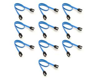 JMT 10pcs 40cm Serial SATA 3 3.0 III SATA 2 RAID Data HDD Hard Drive Disk Signal Cables Black Straight High Speed SATA Data Cable (10pcs SATA3 Bleu)