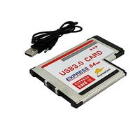 JMT 2 Ports USB 3.0 HUB Express Card ExpressCard 54mm cach¨¦ Adaptateur convertisseur USB3.0 pour PC Portable PCMCIA