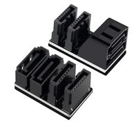 JMT Adaptateur SATA pour carte mère 6 Gbps 7 broches femelle vers mâle 90 °/180 ° adaptateur coudé simple/double interface SATA pour ordinateur de bureau (double SATA 90° + 180°)