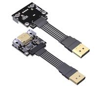 JMT ADT-P5A-P8Q Câble d'extension DP2.1 mâle vers femelle avec connecteur coudé compatible avec DisplayPort 2.1 pour cartes graphiques à haut taux de rafraîchissement (P5A-P8Q-BK, 20 cm)